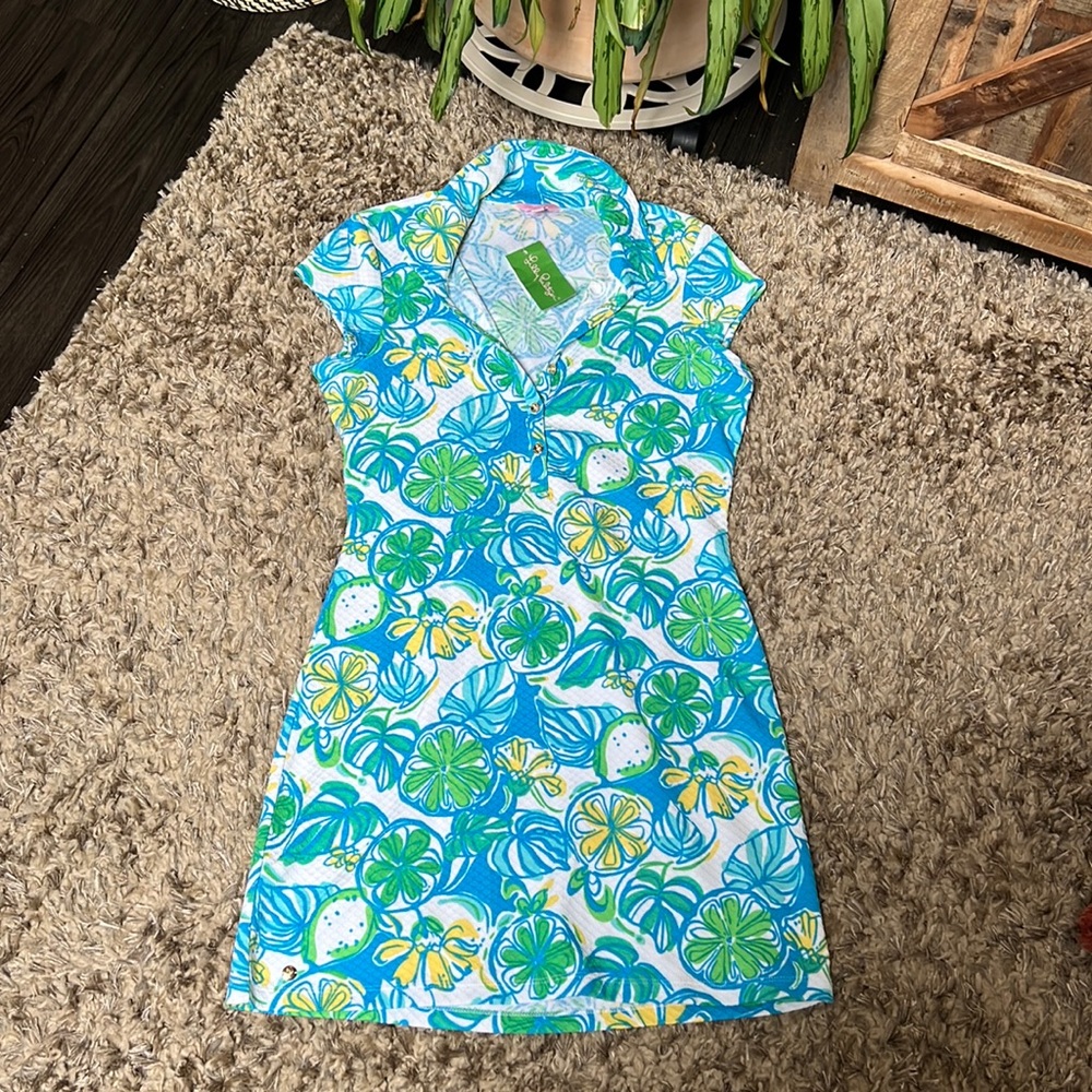 Lilly Pulitzer Blue, Green & Yellow Floral-Print Midi Dress